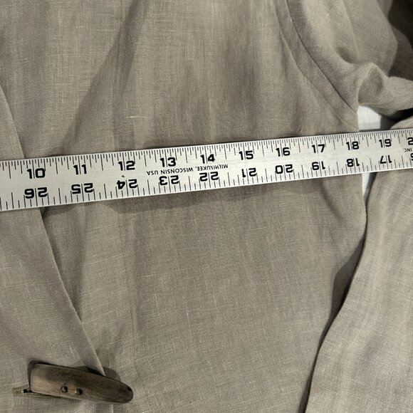 Robin Lane Womens Jacket Tan Linen Knee Length Sz 1 S Lagenlook Minimalist - Picture 6 of 11